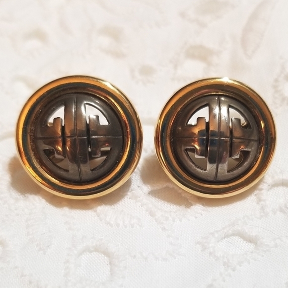 LOGO GIVENCHY Paris New York Vintage Button Earrings - Picture 5 of 5